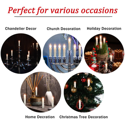 Gedengni Short Candlesticks LED Taper Candle, Remote Candle Sticks Battery Operated Chandelier Flameless Candles with Clip Flickering Warm White Lights for Wedding Party Baroque Chandelier,4inches