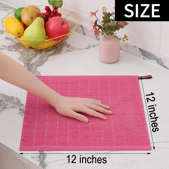 Homaxy 100% Cotton Terry Kitchen Dish Cloths, Ultra Soft and Absorbent Dish