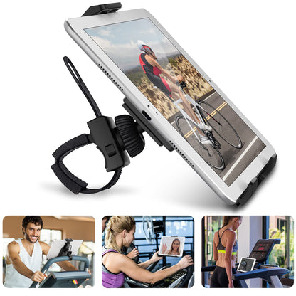 AboveTEK Universal Handlebar Mount for iPad, Indoor Cycling Bike iPad/iPhone Mount – Anti-Shock 360 Degree 3.5” to 12” Expandable Pole Strap Phone Holder for Gym, Treadmill, Spin Bike, Elliptical