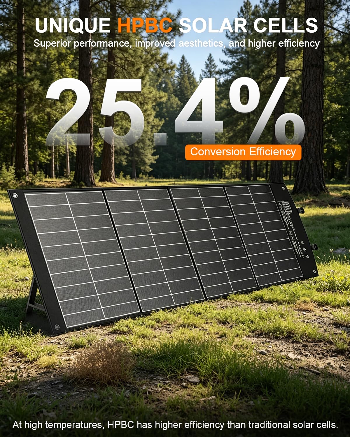 ELECAENTA 120W HPBC Portable Solar Panel for Jackery/EF Ecoflow/Bluetti/Anker Power Station, 25.4% Conversion, PD 60W USB C Fast Charging, Foldable Solar Charger for RV Camping Off Grid Blackout