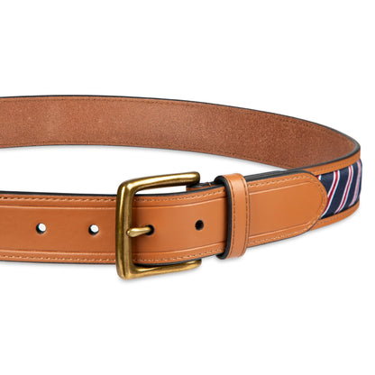 Tommy Hilfiger Men's Woven Ribbon Inlay Dress Belt, Tan, X-Large