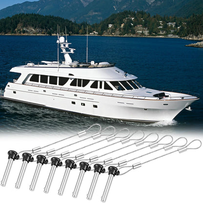 Otoolling 8 Pcs Boat Bimini Top Pins 3/16 Inch Black Quick Release Pull Pins Stainless Steel with Lanyard for Boat Bimini Top Ball Socket Deck Hinges and Marine Hardware