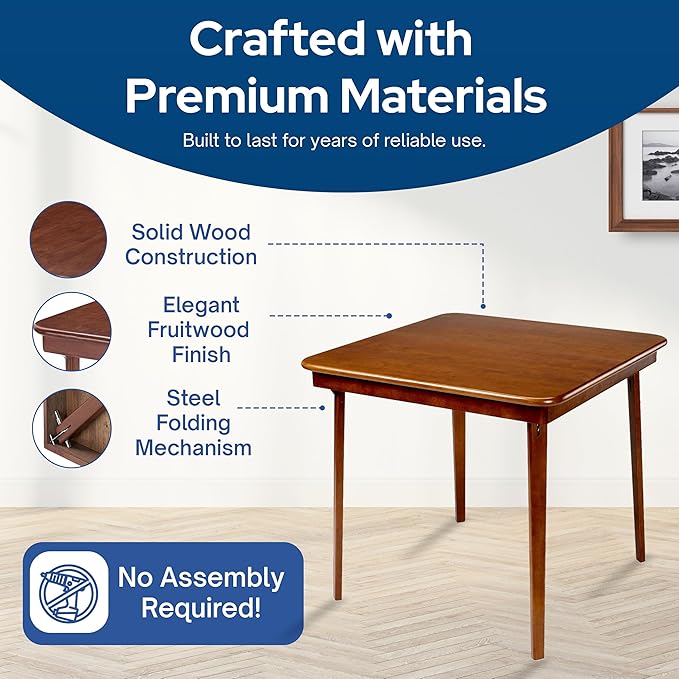 Stakmore Classic Straight Edge Square Folding Card Table 32x32