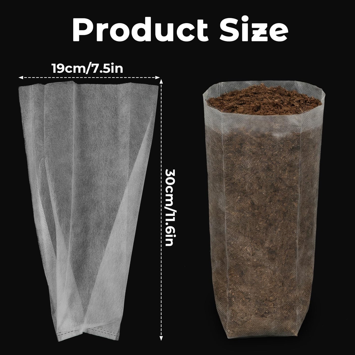 Augshy 100 Pcs Nursery Growing Bags, 7.5x11.6 inch Breathable Non-Woven Plants Grow Fabric Plant Grow Bags for Vegetable Seed Starter Home or Outdoor Garden Supply