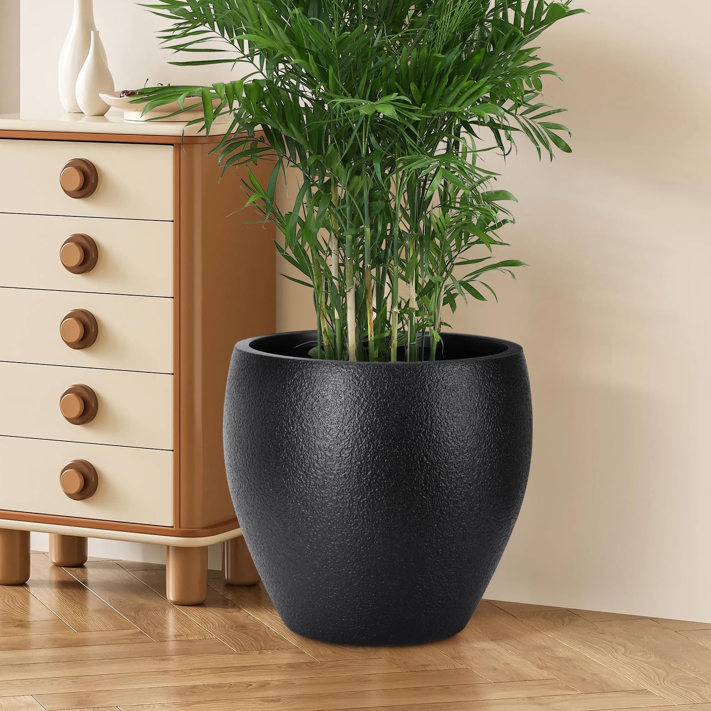 YNNICO Plant Pots 17.5/14.8/12.2 inch Set of 3, Flower Pots with Drainage Holes, Large Planters for Indoor Outdoor Garden Plants and Flowers. (Black)