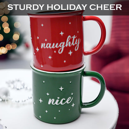 MAINEVENT Naughty Nice Christmas Mugs Coffee Set 11 Ounce, Christmas Cups Couple Gift