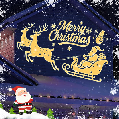 12 in 1 Christmas Projector Lights Outdoor,3D Dynamic Christmas Decorations Indoor,Clearer Santa Sleigh HD Patterns Holiday Lights,Waterproof for Window Wall Yard Holiday Decor
