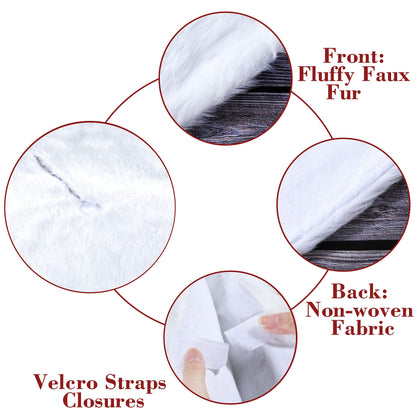 Christmas Tree Skirt - 48 inches White Luxury Soft Faux Fur Tree Skirt, Large Christmas Tree Skirts, Pets Favors for Xmas Tree Decorations and Ornaments Fluffy Long Fur