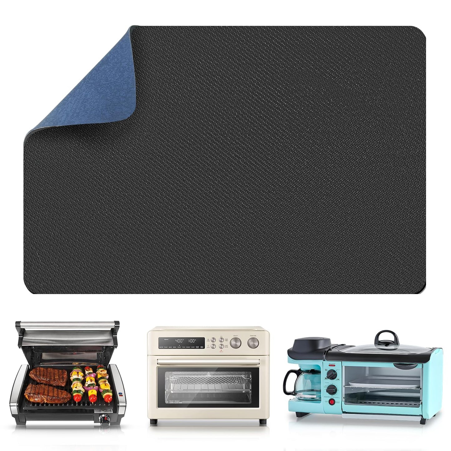 LOPNUR 14"x10" Small Appliance Slider, Appliance Sliders for Kitchen Appliances, 360° Rotating Sliding Tray for Coffee Maker, Heat Resistant Mat Cut to Fit Stand Mixer Air Fryer Microwave, Gray