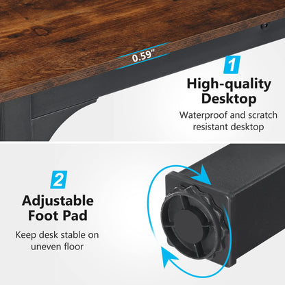 Tribesigns 78.7 Inches Extra Long Computer Desk 2 Person Desk, Double Long Desk, Workstaion for Home Office, Brown+Black