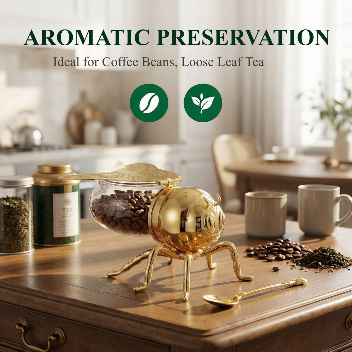 Decorative Bee Shaped Honey Jar with Spoon, 5 oz Honey Pot Syrup Dispenser Condiment Container with Lid & Dipper for Kitchen Home Bee Themed Serverware