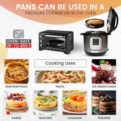 RFAQK Cake Tins for Baking 100 Pcs Springform Cake Tins Kit Includes 3 Round Non-Stick Cake Pan (4,7,9 inches Baking Tins)-Piping Bags and Nozzles-Leveler–Leak Proof Cheesecake Tin-Bakeware & EBook…