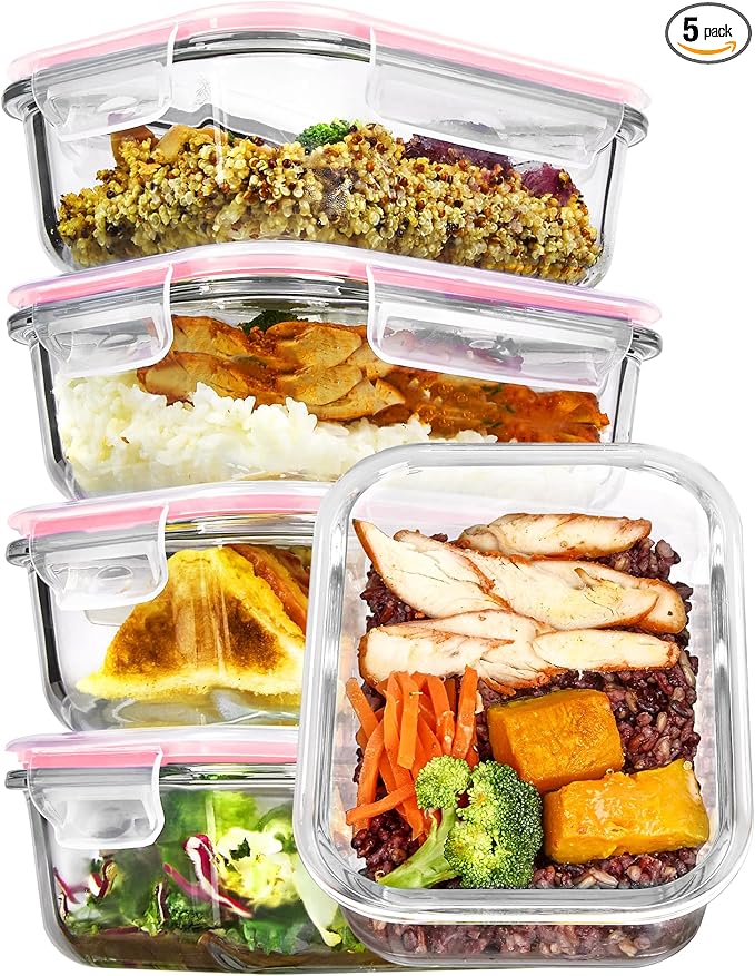 Vtopmart 5Pack 22oz Glass Storage Containers