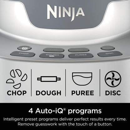 Ninja Food Processor, Professional XL, 1200 Peak-Watts, 4-in-1, Chopping, Slicing/Shredding, Purees, Dough, 12-Cup Processor Bowl, 2 Blades & 2 Discs, Feed Chute/Pusher, Black, NF701