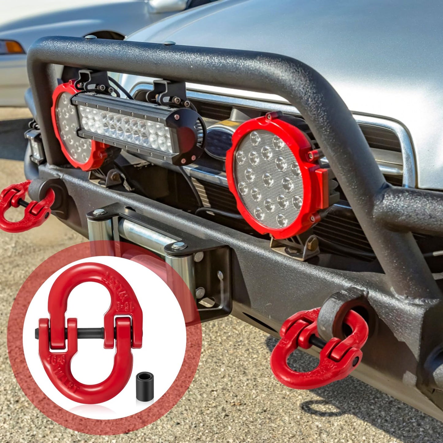 Otoolling 10 Pack 5/16” Alloy Steel Hammerlock Coupling Link Safety Chain Connector Link Red Painted Trailer Chain Adapter for Heavy Heavy Truck 4400 Lbs Working Load Limit