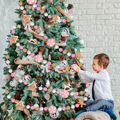 HunnmingRe 4th of July Garland 10 ft Ice Cream Pink White Brown Banner Wooden Patriotic Hanging Decoration for Independence Day Summer Home Mantel Wall Party Supplies(Gingerbread Style)