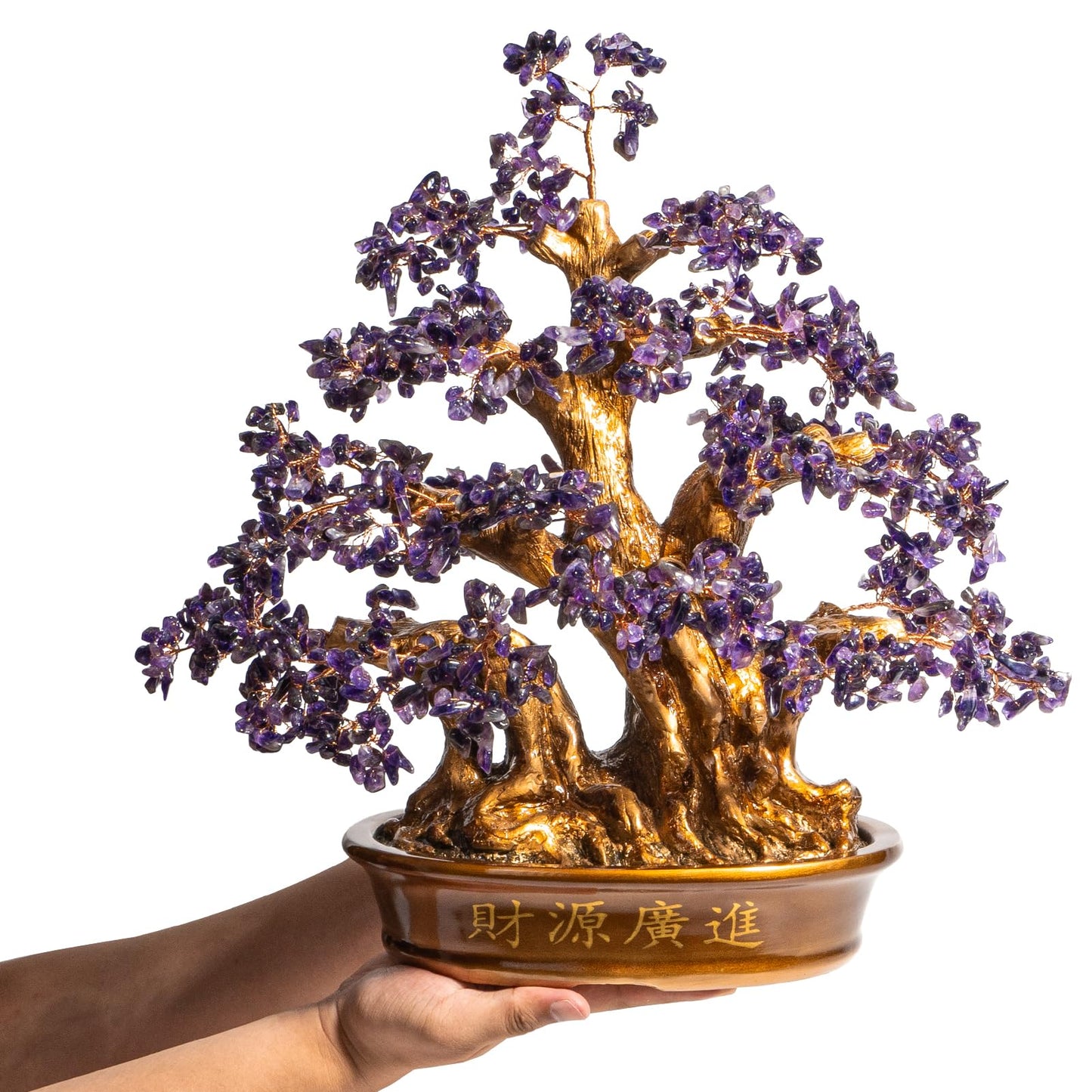 Natural Large Amethyst Tree,18" Amethyst Crystal Bonsai Tree(1300 Gemstone Count) Chakra Tree with Healing Properties Crystal Feng Shui Money Tree of Life for Positive Energy Good Luck Wealth