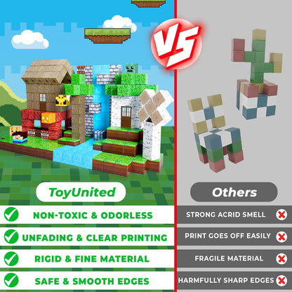 ToyUnited Magnetic Blocks-100PCS Magnetic Building Blocks Magnet Cube Toys Stacking, Build Forest World Set, STEM Montessori Sensory Toys for Kids Boys Girls Age 3 4 5 6 7 8 9 10 Easter Birthday Gifts