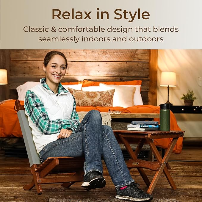 BYER OF MAINE Pangean Lounger Chair – Portable, Lightweight, Foldable Wood and