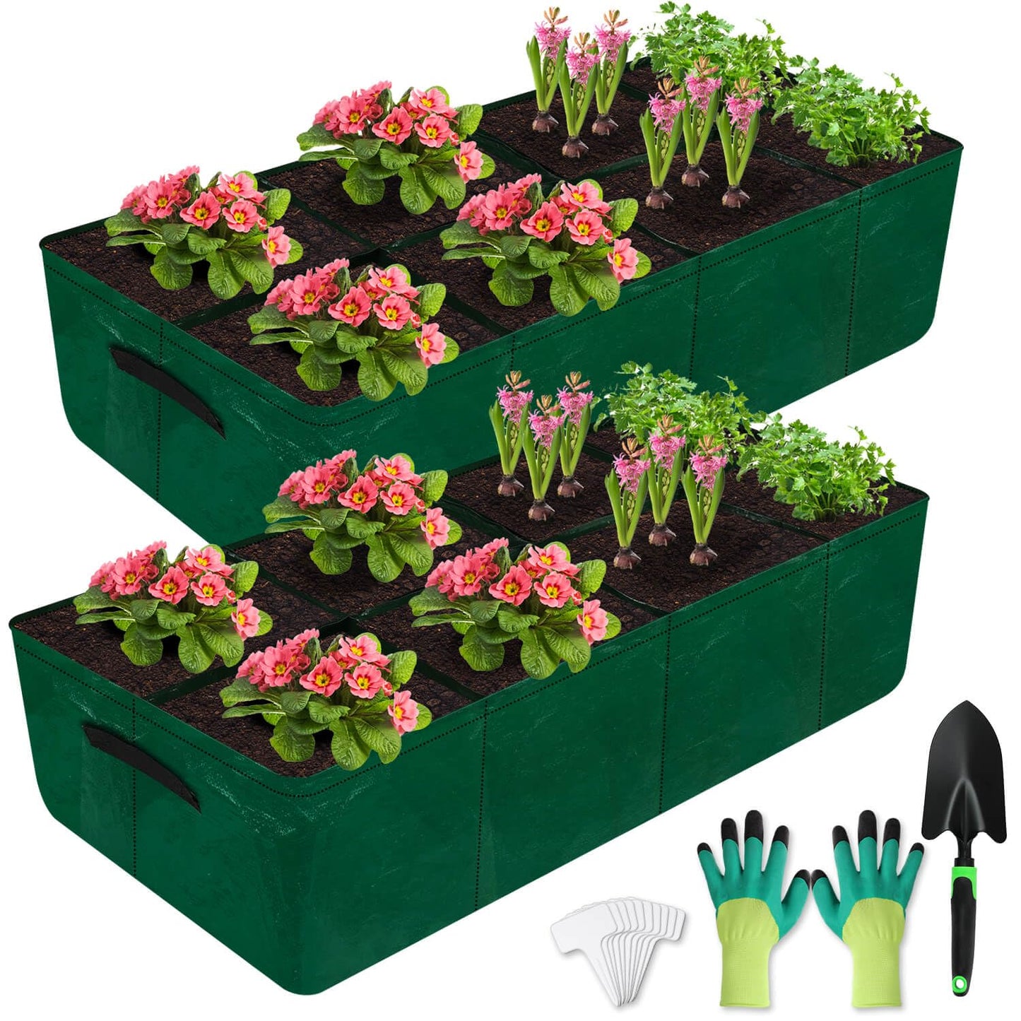 Caffox 2 Pack Fabric Raised Garden Bed, 4x2x0.8ft Plant Grow Bags for Flowers and Vegetables, 94 Gallon