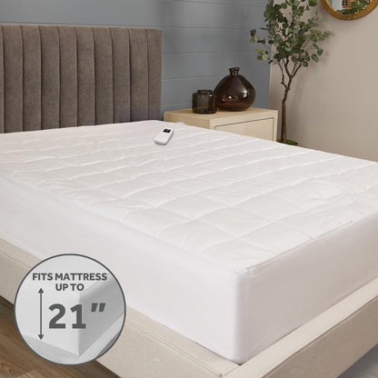 Sunbeam Premium Quilted Electric Heated Mattress Pad Twin 39" x 75" - 12 Heat Settings, 12-Hour Selectable Auto Shut-Off, Fast Heating, Warming Bed, Machine Washable, Extra-Soft Warm Cozy