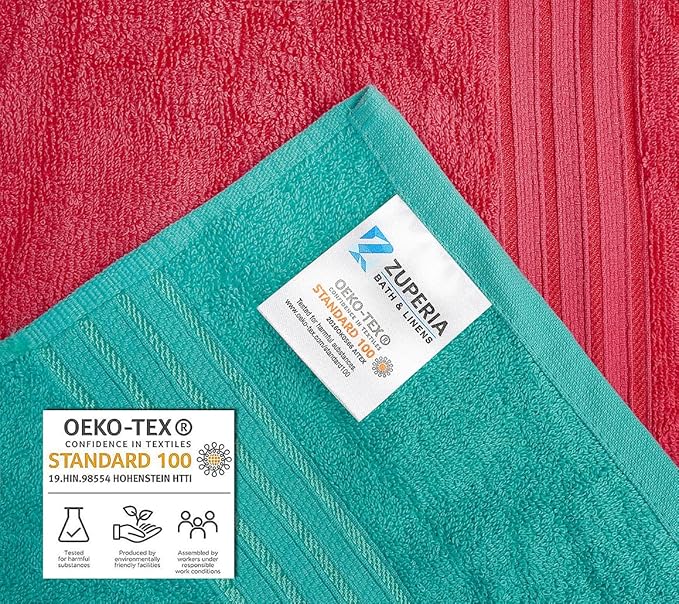 ZUPERIA Premium Multicolor Bath Towels Set of 8 100% Pure Cotton Shower Towels