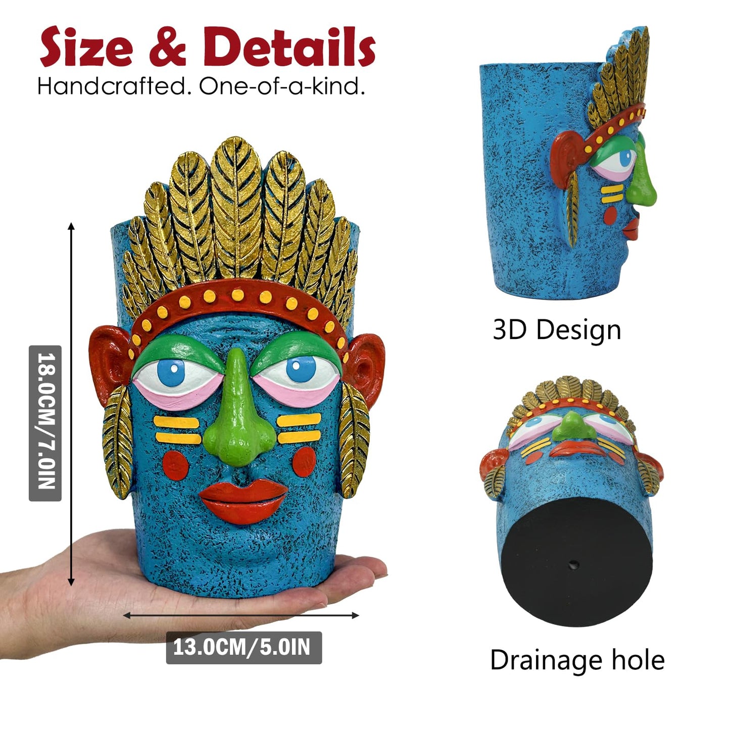 U WONDERFUL Unique Plant Pots - Abstract Picasso Face Flower Pot, Funky Planters for Indoor Plants, Cool Head Planter for Outdoor Garden & Home Decor