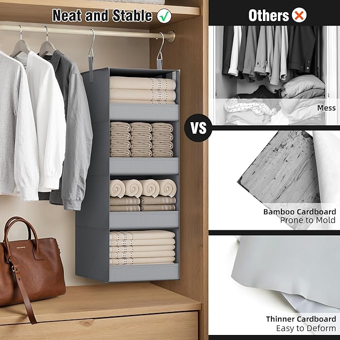 GRANNY SAYS 4-Shelf Hanging Organizer, Closet Hanging Shelves, Closet Hanging