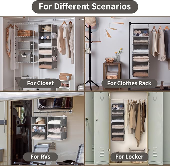 StorageWorks 6-Shelf Jumbo Closet Organizers, Two 3-Shelf Separable Hanging