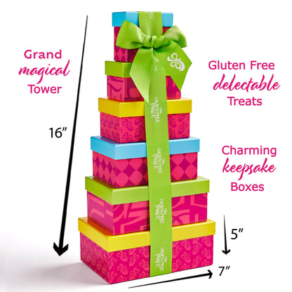 Gluten Free Palace Gift Basket Tower – Premium Gift Basket for Mother's Day – 6‑Tier Elegant Gluten Free Cookie Treat Tower for Families – Gourmet Kosher Gift Tower for Mom, Adults, Corporate, & Friends.