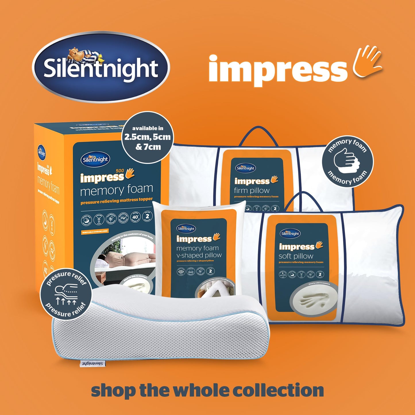 Silentnight Memory Foam Pillow – Orthopedic Pillow for Shoulder and Neck Pain Relief and Support – Hotel Quality Memory Foam Bed Pillow Machine Washable Cover for Back Stomach and Side Sleepers – Firm