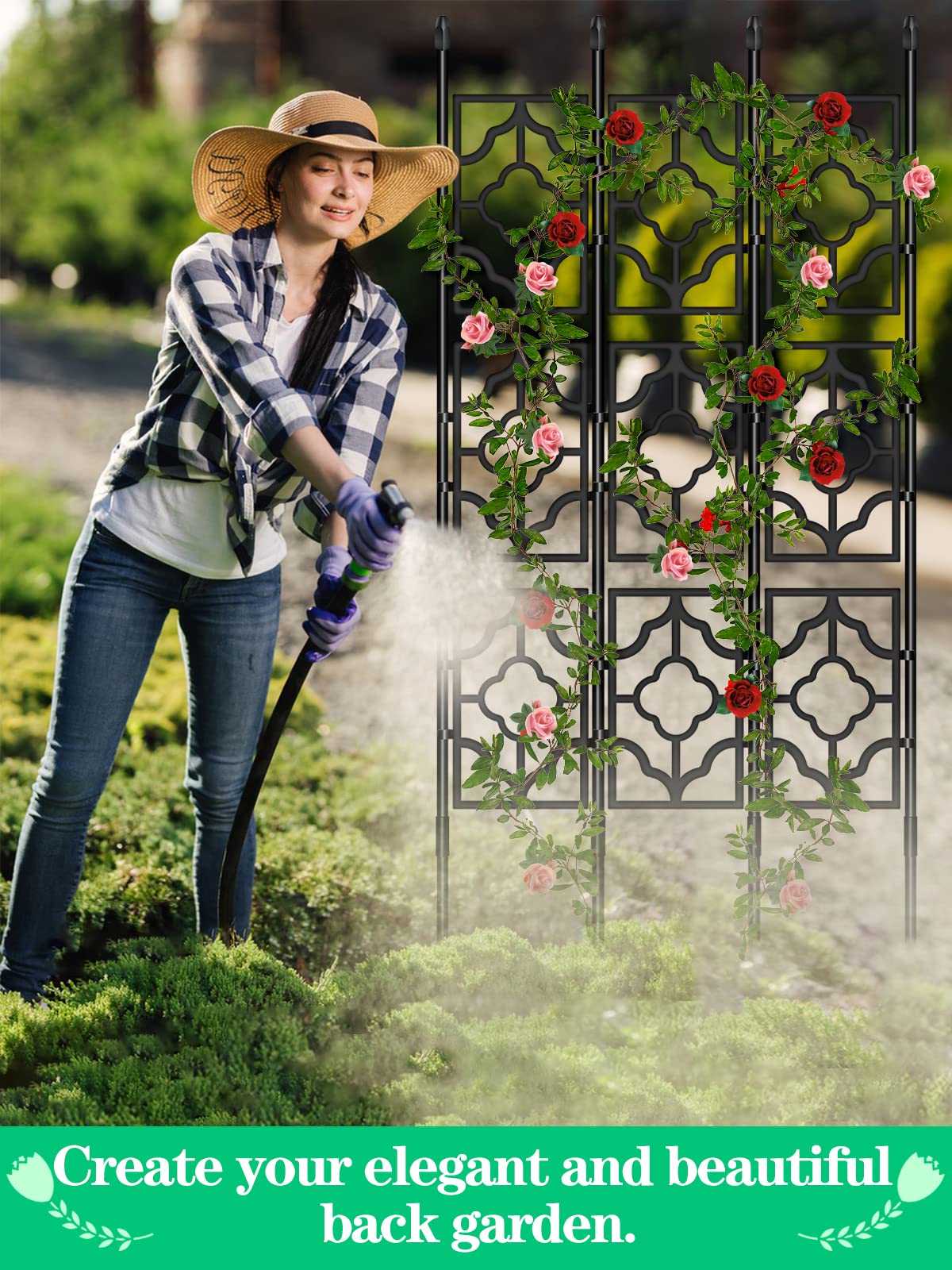 Garden Trellis for Climbing Plants Outdoor, Kalolary Screen Garden Trellis Rustproof Vine Trellis Frame Cucumber Trellis Grow Support for Outdoor Indoor Fruits Vegetables Flowers Potted Plants