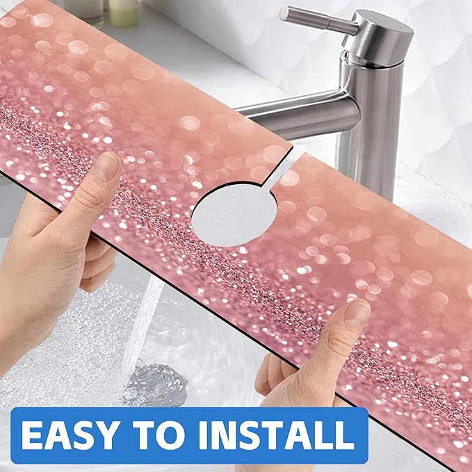 Abstract Pink Glitter Diamond Sink Faucet Absorbing Mat Sink Splash Guard