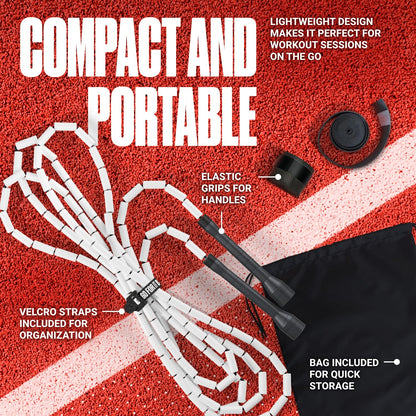 Sportbit Beaded Jump Rope for Fitness - Elite Skipping Rope for Adults (Women and Men) - Speed Rope for Workouts, CrossFit, Boxing - Lightweight Tangle-Free Adjustable