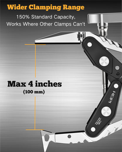 HEIPI Super Clamp Phone Camera Mount Holder 2-in-1 Clamp & Stand Design with 1/4"-20 & 3/8"-16 Screw Mount Adapter Holder Max Clamping 3.93 inch for Tripod Accessories, Phone, Action, DSLR Camera