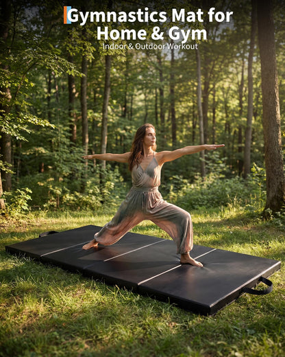 GarveeLife 6Ft Folding Gymnastics Mat, 2 inches Thick 4-Fold Portable Home Gym Floor Pad for Yoga, Pilates, Aerobics & Martial Arts Training