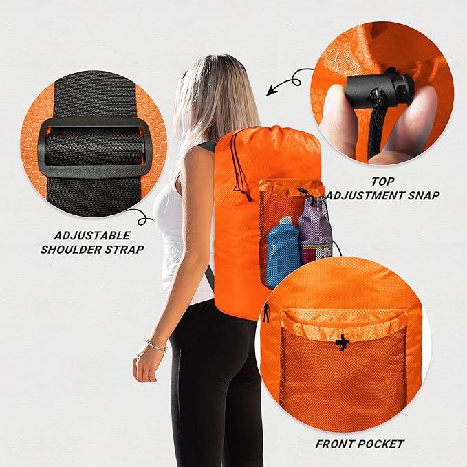 Laundry Bag with Shoulder Straps and Mesh Pocket Laundry Backpack Large