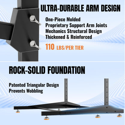 AlloyLake Freestanding Kayak Storage Rack, 2-Tier Heavy Duty Outdoor Canoe Stand for Garage & Dock, Holds 220 lbs, Rust-Proof 304 Stainless Steel Hardware (Black)