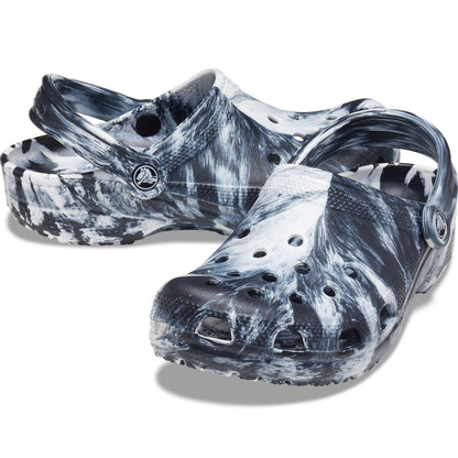Crocs Unisex Classic Marbled Clog, White/Black, 5 UK