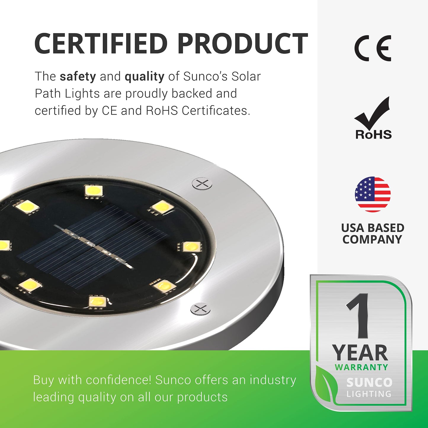 Sunco 12 Pack Solar Lights Outdoor Garden LED, Waterproof Landscape Pathway Light Fixture, Dusk to Dawn, Yard Patio Ground Lights, Deck, Cross Spike Stake, 7000K Diamond White.