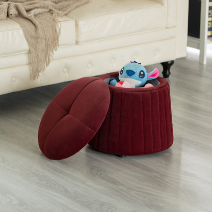 Fabulaxe Modern Tufted Velvet Mushroom Shape Storage Ottoman Storage Stool Trunk, Red