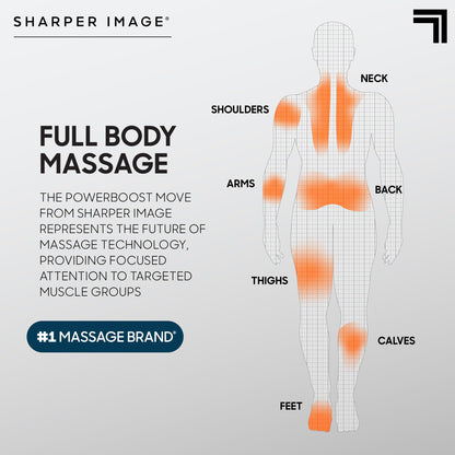 Sharper Image Percussion Massage Gun, Powerboost Move, Lightweight & Portable, 4 Attachments, 4 Speeds, Full Body Back & Shoulder Massager for Deep Tissue Muscle Recovery, Pain Relief & Soreness