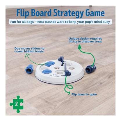 TRIXIE Flip Board Dog Enrichment Toy, Intermediate Level 2 Dog Puzzle, Interactive Treat Game