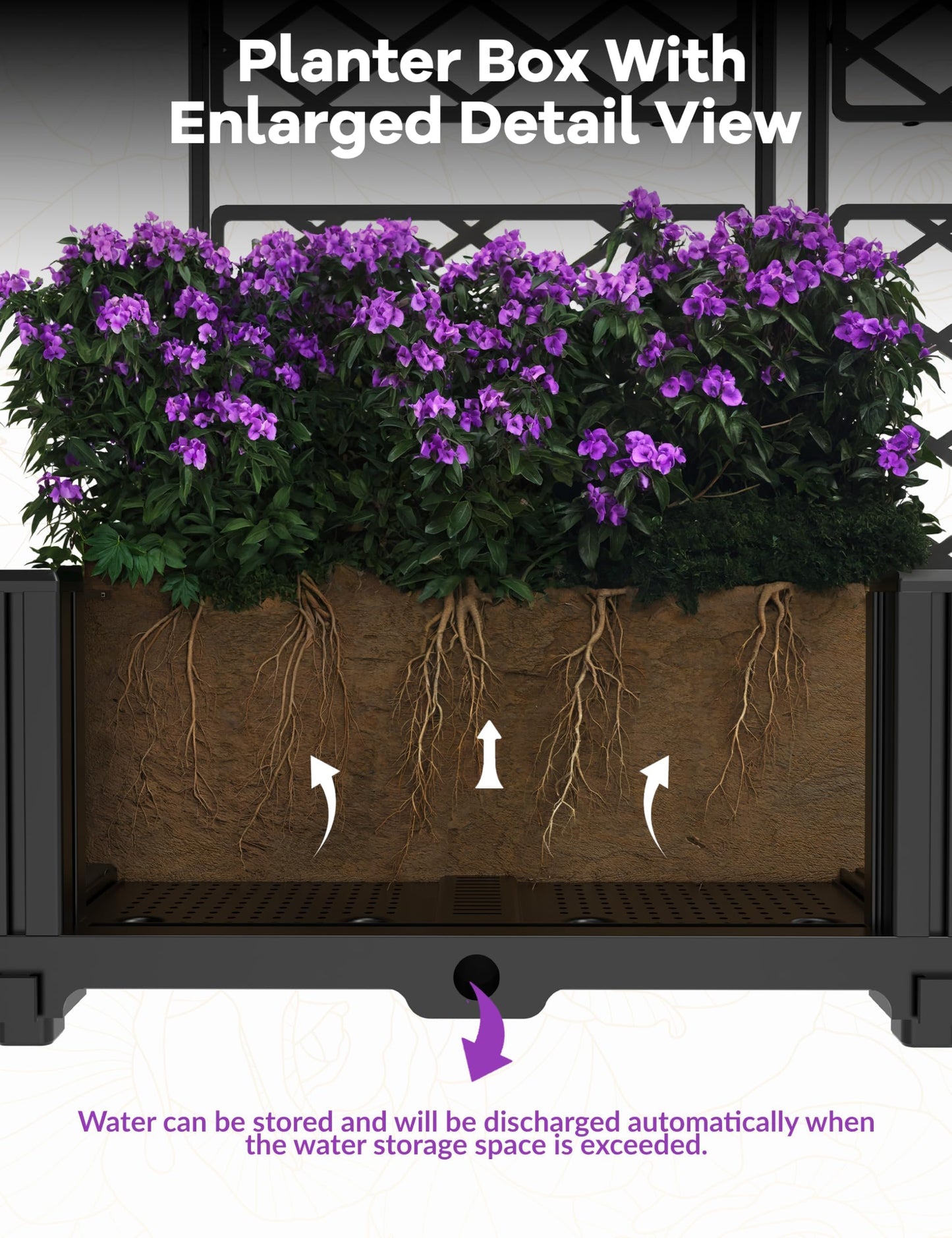 3 PCS Raised Garden Bed with Trellis & Privacy Screen, 50" x 63" Tall Vertical Garden Planter Box for Climbing Plants, Outdoor Trellis for Vegetables, Flowers, Patio, Balcony, Garden Black