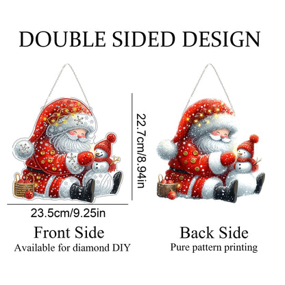 JJFox Diamond Art Hanging Kit for Adult,Special Shaped Rhinestone,DIY Acrylic 5D Diamond Art Painting Window Pendants Home Garden Wall Hanging Kits Hanging Ornament,Double Sided. (Father Christmas)