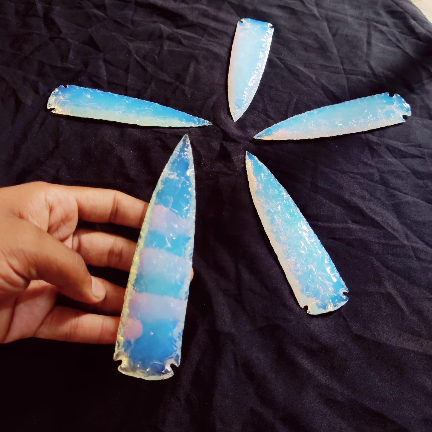 6" Opalite Spearhead - Large Hand-Carved Crystal Arrowhead for Meditation, Energy Healing & Home Decor - Iridescent Moonstone-Style Metaphysical Gemstone - Unique Spiritual Gift & Altar Decor by Forestofcrystals