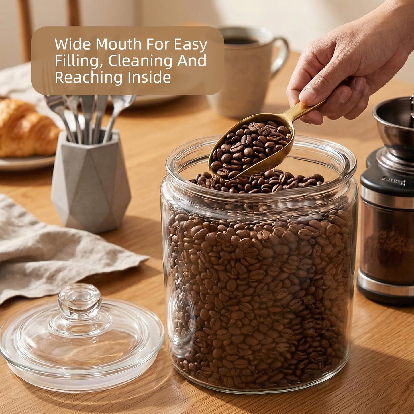 Masthome 1 Gallon Glass Jar with Lid,Large Glass Cookie Jar,Wide Mouth,Dishwasher Safe,Large Clear Jar,Storage Containers with Lids For Flour,Nuts,Cookies,Snacks