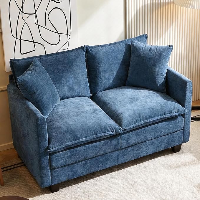Loveseat Sofa, Comfy Chenille Small Couch