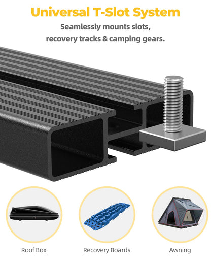 Trumgeta Roof Rack Platform Fit for Jeep Wrangler JL 2018-2026, 56" x 82" All Aluminum Rooftop Cargo Rack with T-Slot System, 1000 lbs Static Load, Overland Rack for Rooftop Tent Camping Gear
