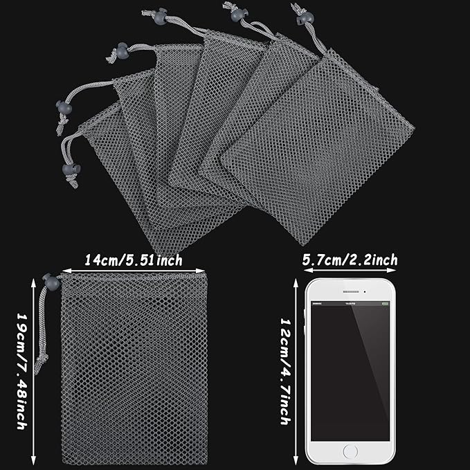 TecUnite 10 Pcs Mesh Bags Drawstring Laundry Bags Large Nylon Mesh Gift